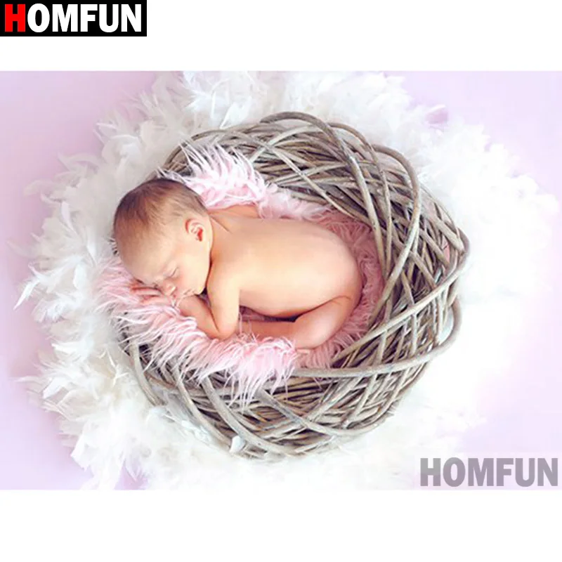 HOMFUN полный квадратный/круглый дрель 5D DIY алмазная живопись &quotребенка&quot Алмазная