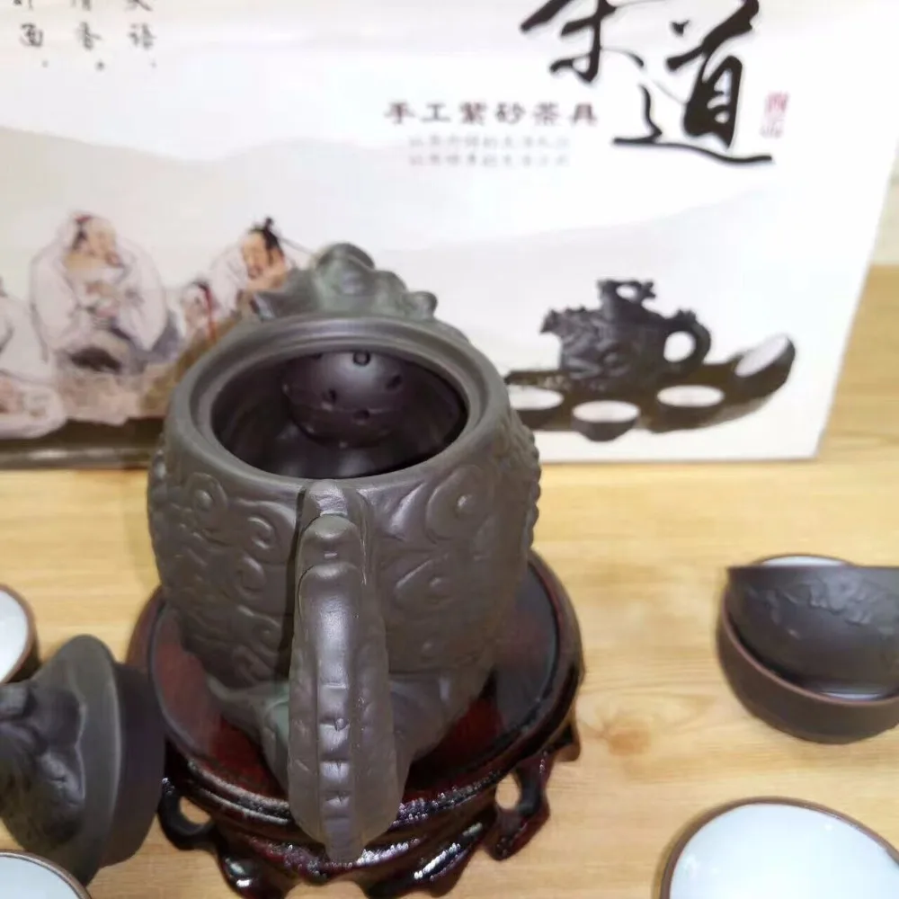 Чайный набор кунг фу китайский керамический чайник 210 мл 1 Dragon Gongfu + из 6 чашек