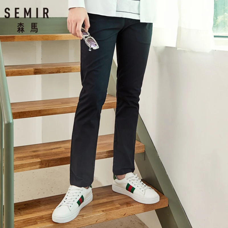 SEMIR мужские хлопковые брюки Чино облегающие прямые с карманами в повседневном