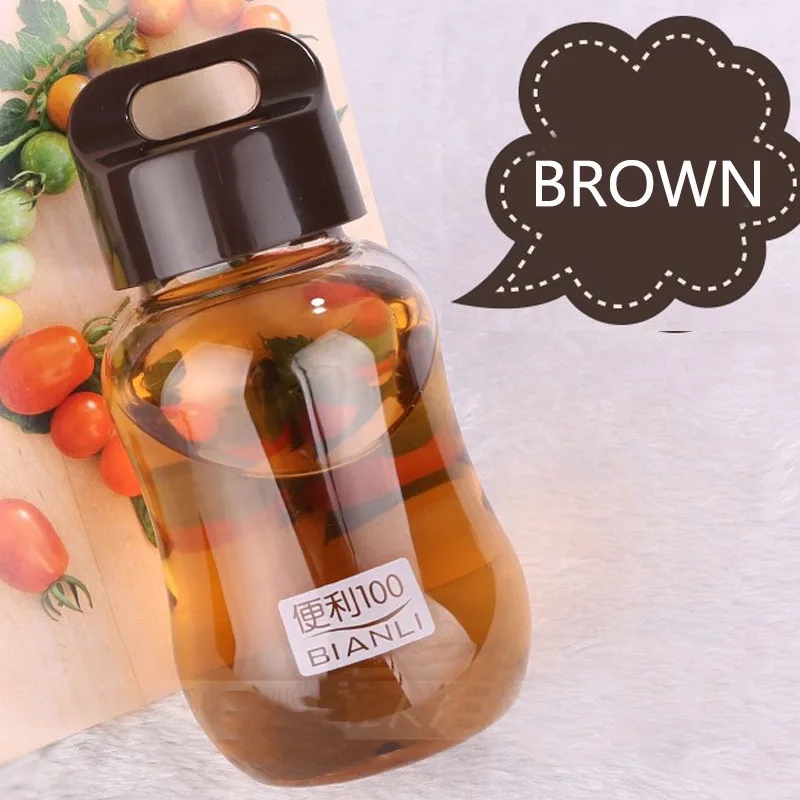 200ml brown 3 цвета Yaqi calabash формы мини-бутылка воды Еда класса Пластик Drinkware белка шейкер Кемпинг Пеший Туризм Бутылка 200 мл bpa бесплатно - Цвет: 200ml brown