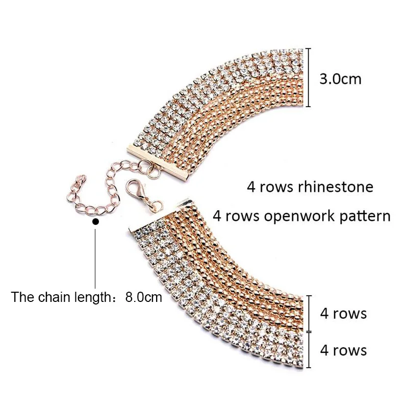 Aaacgyc A016 Jewelry Цепочки и ожерелья 8 слоев золотого цвета со стразами украшения