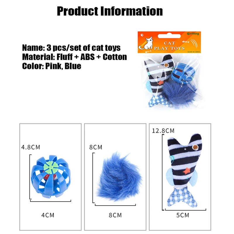 3 шт. набор плюшевых креативных маленьких рыбок форма кошка игрушка в подарок