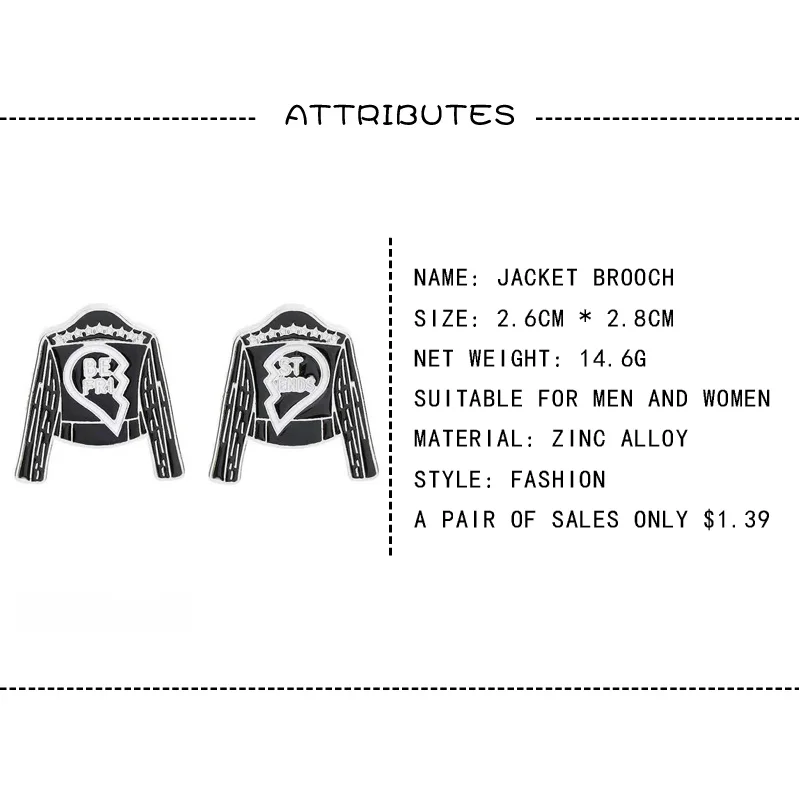 Cartoon 2 Pcs/Set Black Leather Jacke Broken Heart Brooches Pins Fashion Best Friends Enamel Brooch Forever Friendship Lapel Pin | Украшения