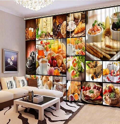 Европейский стиль 3d занавеска вкусная еда для гостиной, кухни, душевой комнаты занавеска декоративные шторы Cortina Rideaux pillowcas - Цвет: 3D Curtains