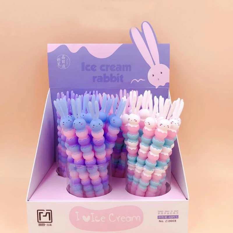 4 шт./компл. Kawaii 0,5 мм Радуга Цвет мороженое кролик силиконовые гелевые ручки цифровым пером написание канцелярские офисные школьные принадлежности, блокноты