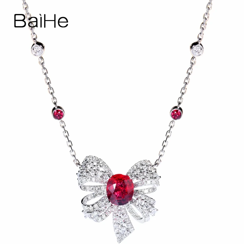 Ожерелье BAIHE из настоящего однотонного 18-каратного белого золота 1 4 карата