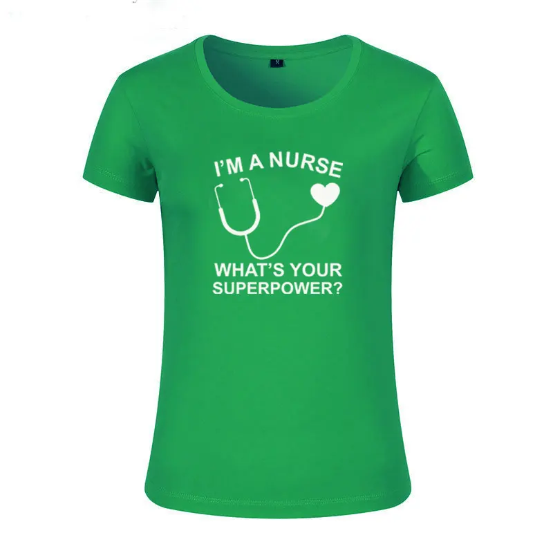  Новинка Футболка с надписью I'm медсестра какой у вас сверхмощные женская
