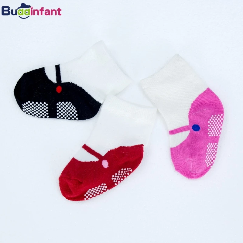 3 Pair/lot Baby Girl Sock Ballet Print Anti Slip Skid Socks Cotton fake shoe design Princess Infant Newborn Sock birthday gift