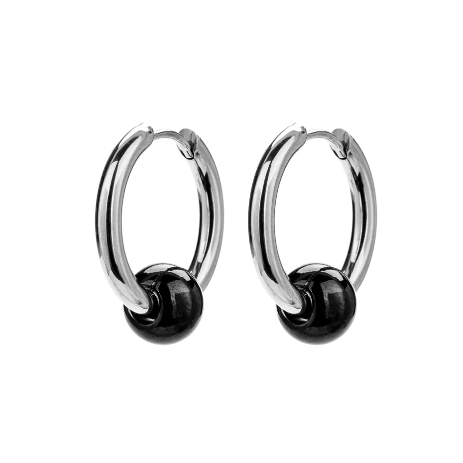 E956 B LUBINGSHINE, модные серьги для женщин, Мужчин, Ювелирные изделия, простые, нержавеющая сталь, золото/серебро/черный, круглые серьги-кольца - Окраска металла: E956 B