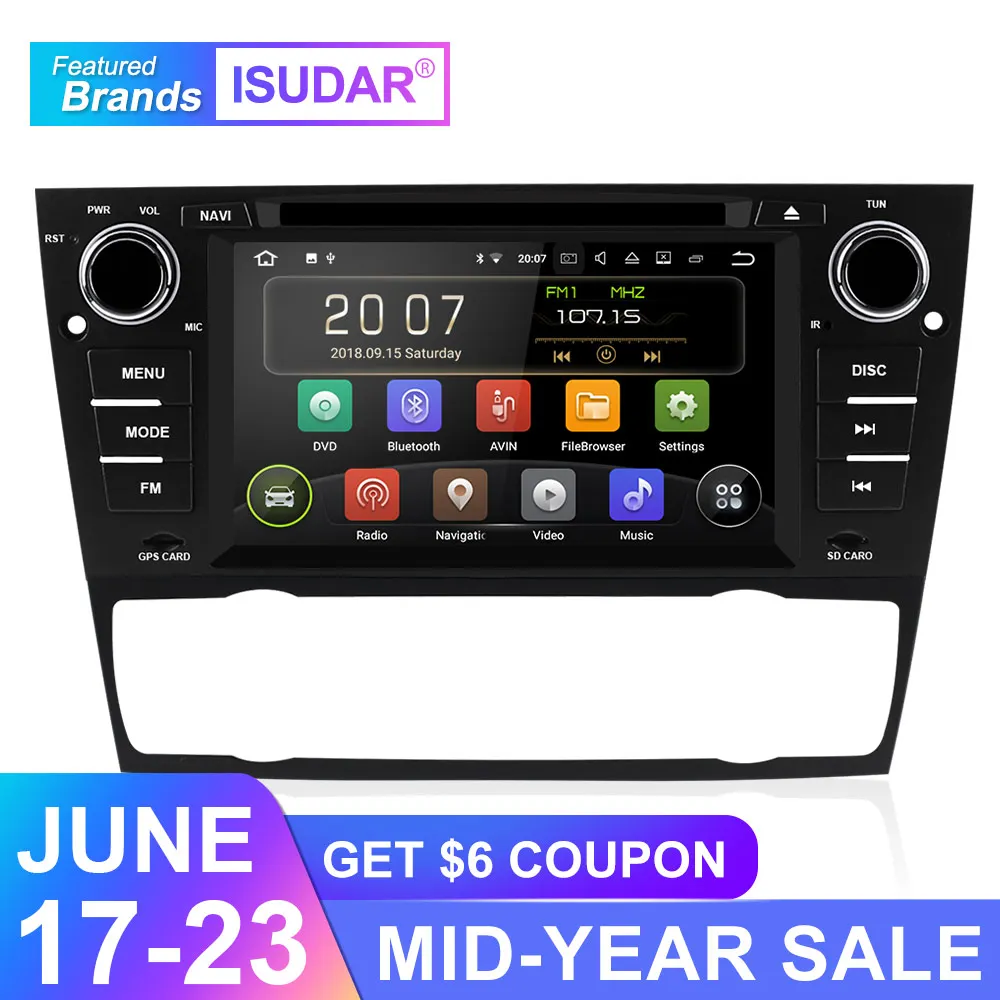 Isudar 1 Din Автомобильный мультимедийный плеер gps Android 9 для BMW/320/328/3 серии E90/E91/E92/E93 dvd