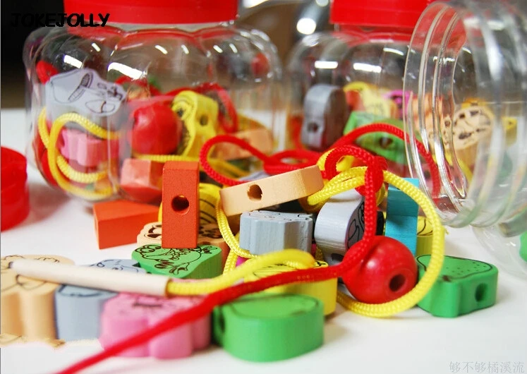 26 шт./лот деревянные игрушки Мультяшные животные фруктовые блоки нарезные шарики