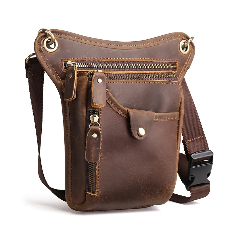 Новая высококачественная мужская поясная сумка из натуральной кожи Crazy Horse