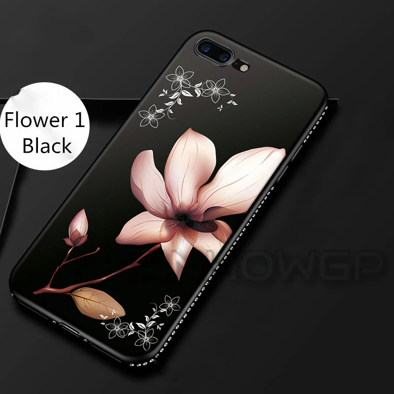 Мягкий матовый чехол с объемным рельефным цветком для iPhone X 10 8 7 6 6s Plus Блестящий