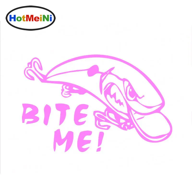 HotMeiNi Bite Me кривошипная приманка наклейка снасти рыболовный наружный Винил Автомобильный стикер автомобильные наклейки аксессуары Черный Серебряный 12,5 см* 8 см - Название цвета: Розовый