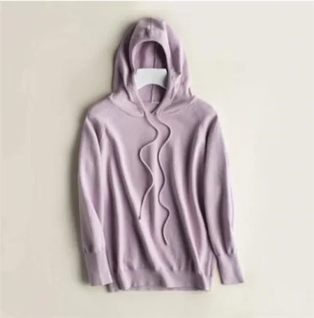 Pale Purple GCAROL, осенне-зимний вязаный пуловер для девочек, 30% шерсть, свитер с капюшоном, Яркий Женский вязаный джемпер - Color: Pale Purple