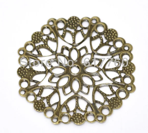 

Free shipping-30Pcs Antique Bronze Filigree Flower Wraps Connectors DIY Jewelry Findings Connectors 50mm Dia.J0609