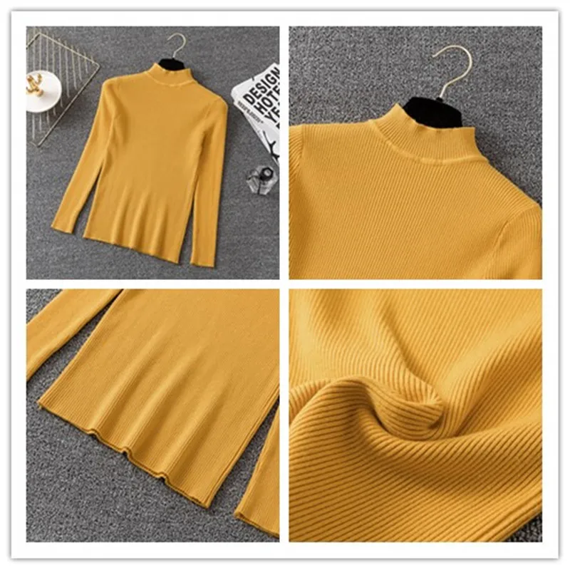 Women Winter Knitting Sweater Pullovers Long Sleeve Turtleneck Short Korean Tops Chic Clothes Female Casual Streetwear | Женская одежда