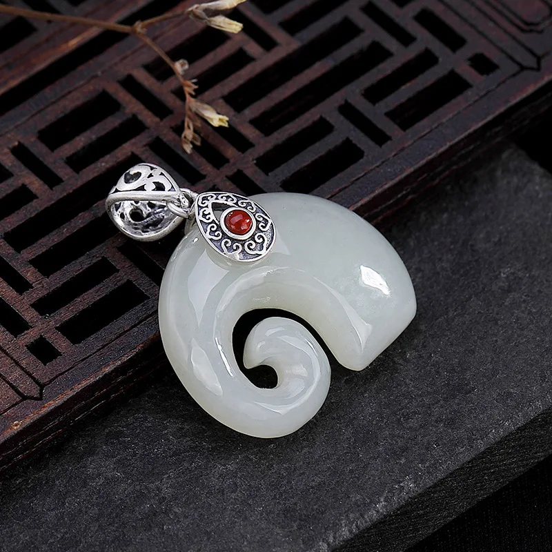 Женское Ожерелье с кулоном из серебра 2019 пробы драгоценным камнем|Подвески| |