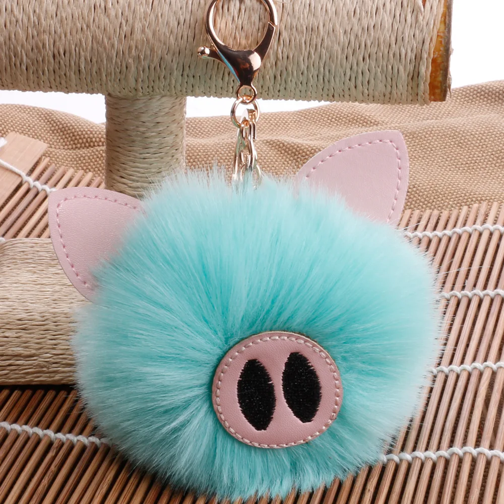 Мини Плюшевый шарик из свиного меха креативный брелок милая модная детская
