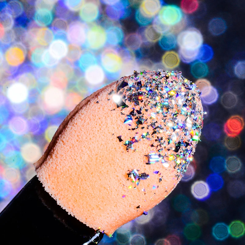 Голографические Блестки для ногтей с четырьмя лилиями Радужные лазерный блеск