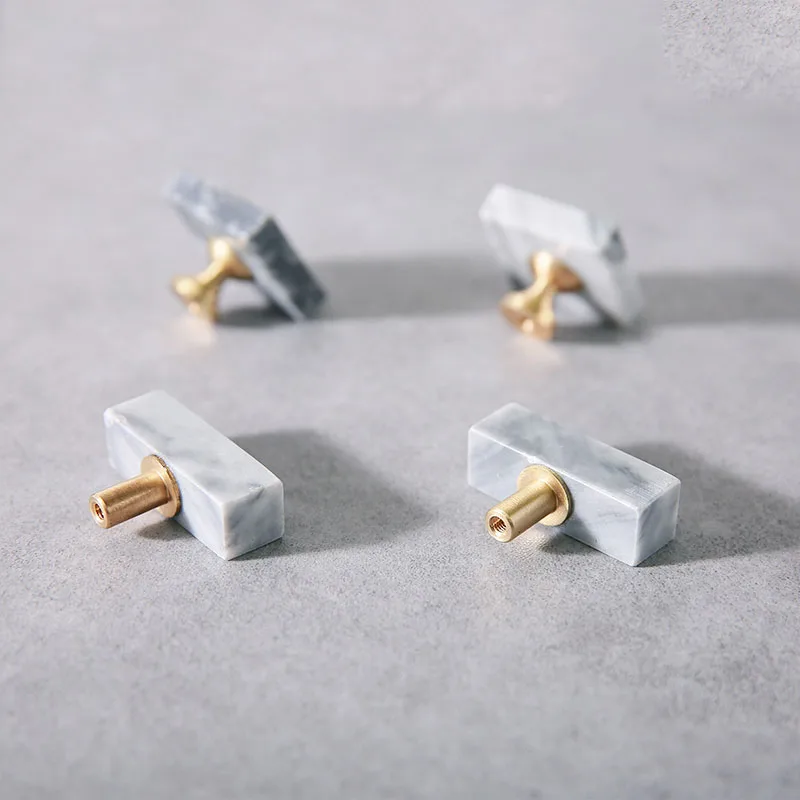 Ручка для шкафа/шкафа простой мрамор + латунь ручка в скандинавском стиле ящика