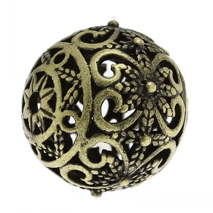 

DoreenBeads медные бусины-спейсеры, круглый античный бронзовый цветок с узором, европейский шарм, около 17 мм x 16 мм, отверстие: прибл.: 2 мм, 5 шт.