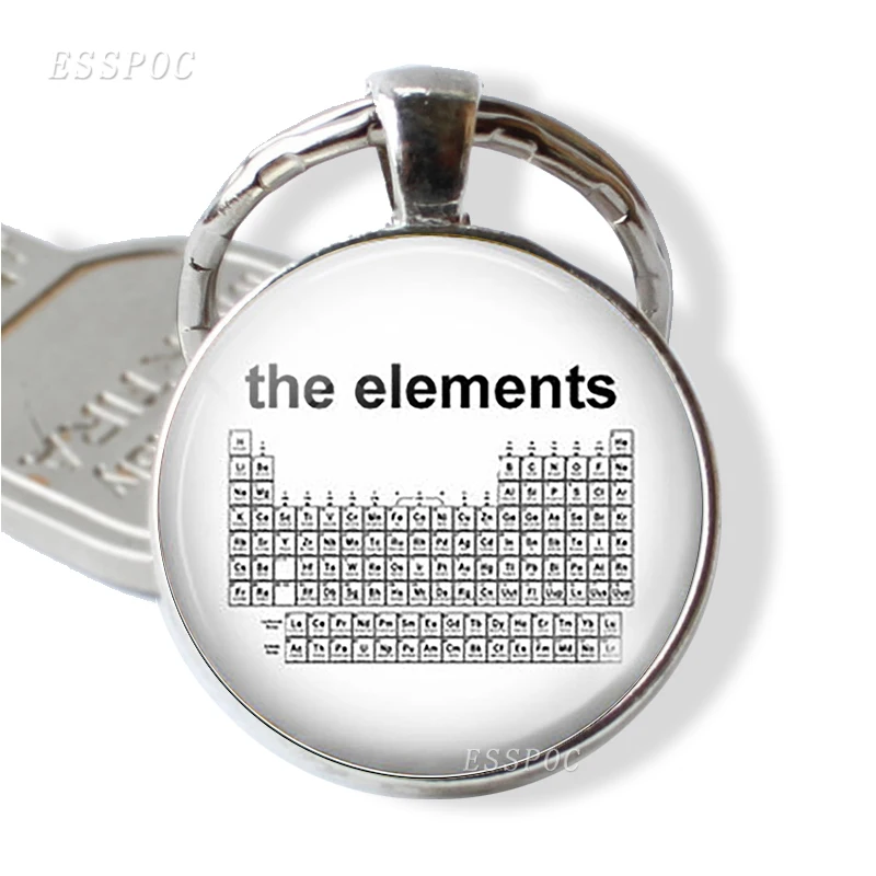 

Periodic Table of The Elements Key Chain Silver Plated Glass Fashion Jewelry Science Teacher's Gift