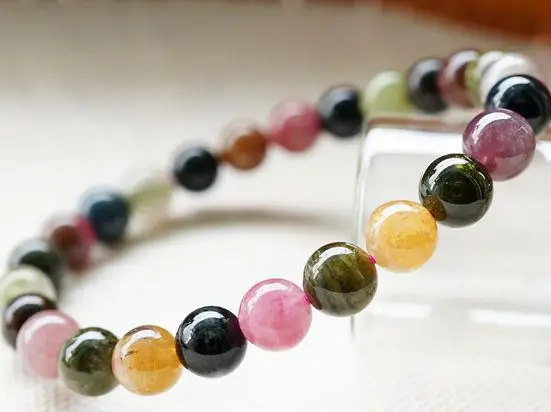 

OMH wholesale 6.5, 7, 7.5, 8, 8.5, 9, 9.5mm Level 4 Colorful Pure natural tourmaline beads bracelet PJ397