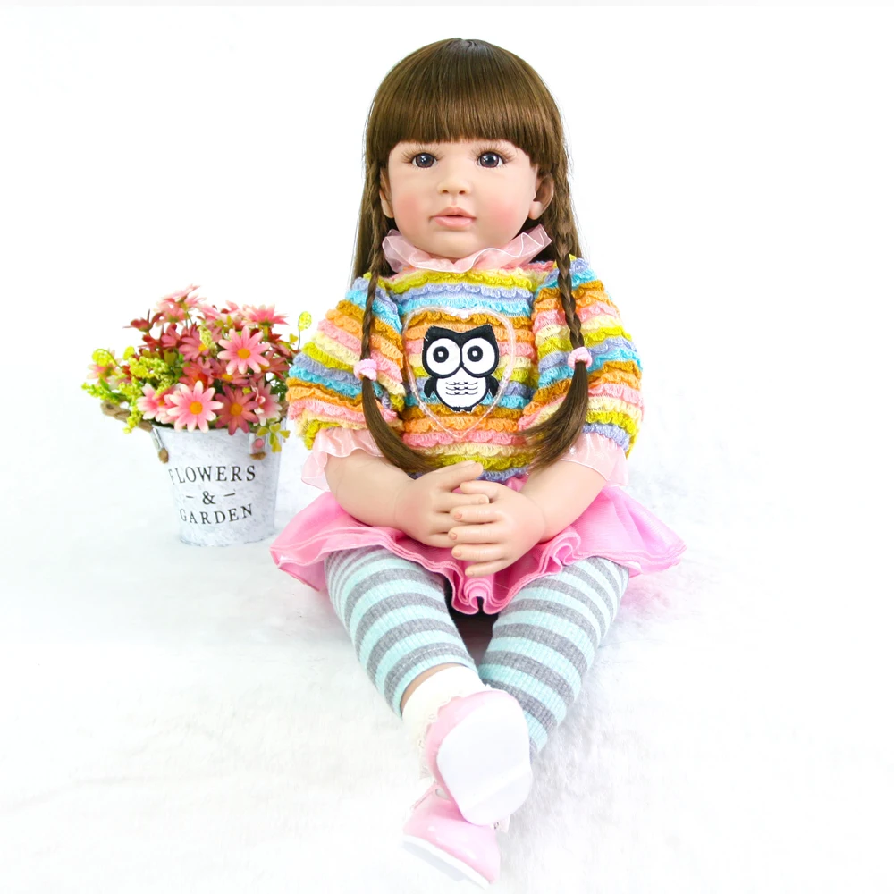 

Handmade boutique princess doll Silicone vinyl Lifelike cute Baby Bonecas girl kid bebe doll reborn menina de silicone 60cm BJD