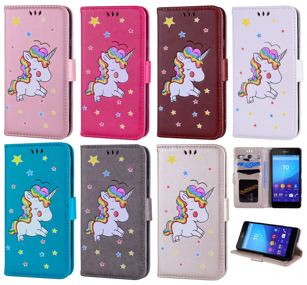 Для sony Xperia X кожаный чехол флип бумажник для F5122 F5121 люкс откидная крышка Единорог