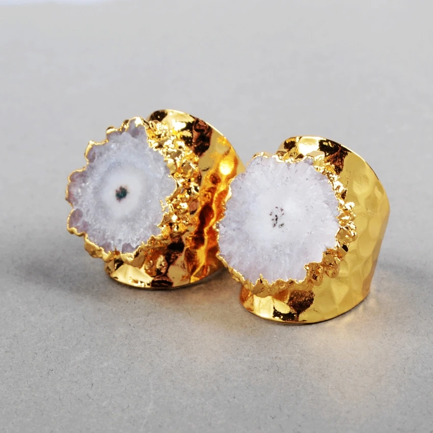 Кольцо BOROSA 5 шт./лот золотистого цвета натуральный белый Солнечный Кварц