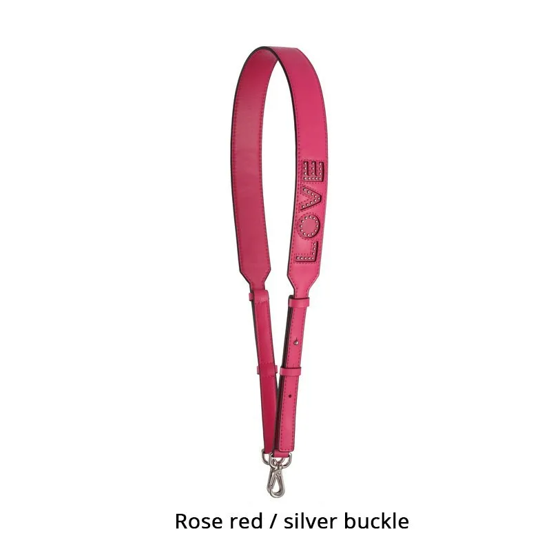 Rose silver buckle Широкий плечевой ремень из воловьей кожи с надписью LOVE 103 см-110 см, можно регулировать сумку с заклепками и сердечками, универсальный ремень из натуральной кожи - Цвет: Rose silver buckle