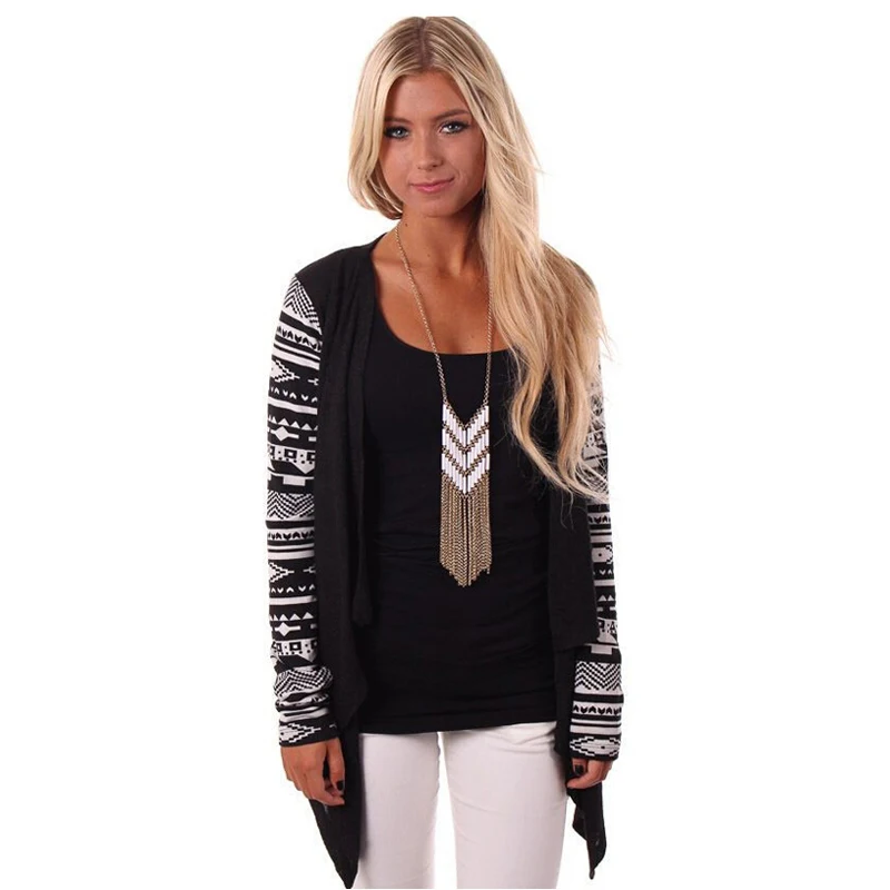 2019 тонкий вязаный женский Кардиган Полосатый Узорчатый длинный рукав