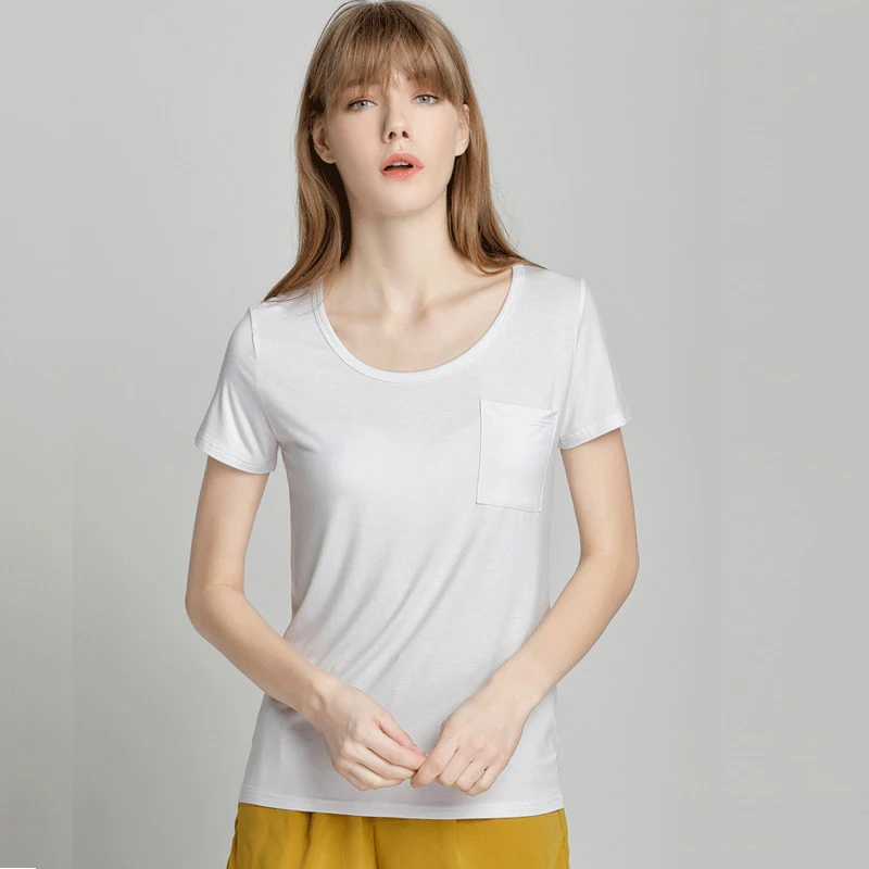 

Modal Women Loose T shirts White Top Black Tees Soft Fabric Short Sleeve Shirt Solid Top Summer Basic Lightweight
