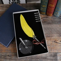 new writing tools retro feather pen christmas birthday gift pen holder wedding signature pen gift box to send friends gifts