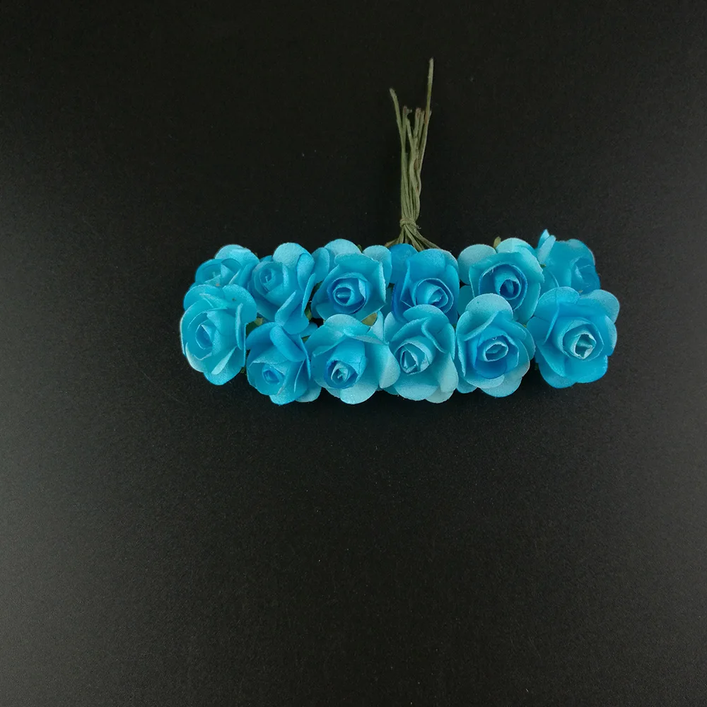 

12pcs/lot Mini Silk Artificial Rose Bouquet Wedding Decoration Paper Flower for DIY Scrapbooking Flower Ball Cheap Flores Flower