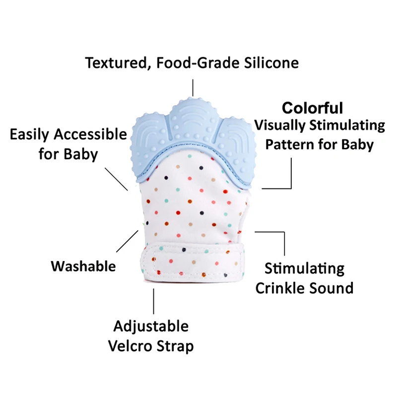 1pcs Silicone Teether Baby Pacifier Glove Teething Chewable Newborn Nursing Beads Infant BPA Free Pastel 5 Colors W0091 | Мать и ребенок