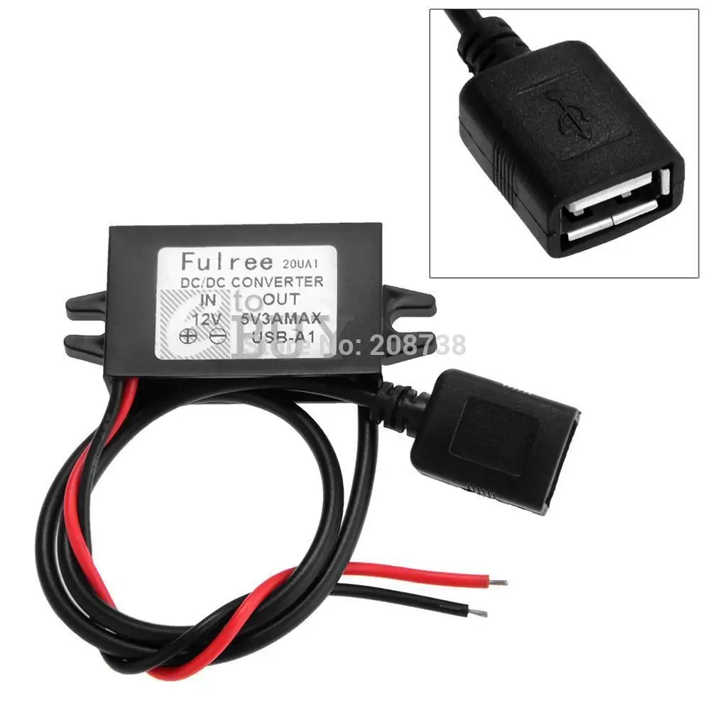 90 шт./лот водонепроницаемый USB DC 12 В до 5 3A понижающий преобразователь напряжения |