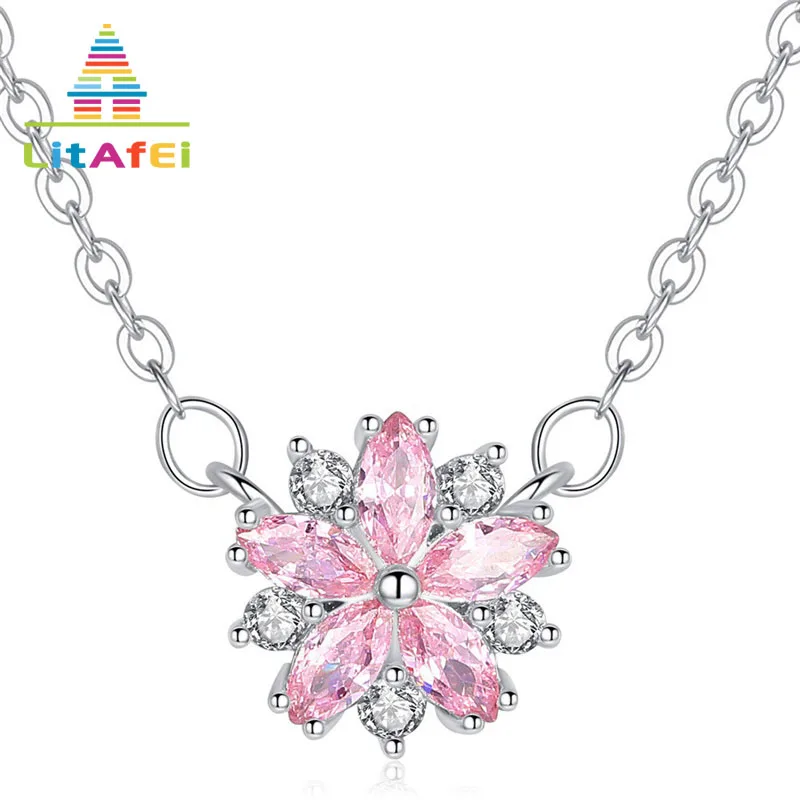 Ожерелья ювелирные Романтические Розовые вишневые подвеска в форме цветка