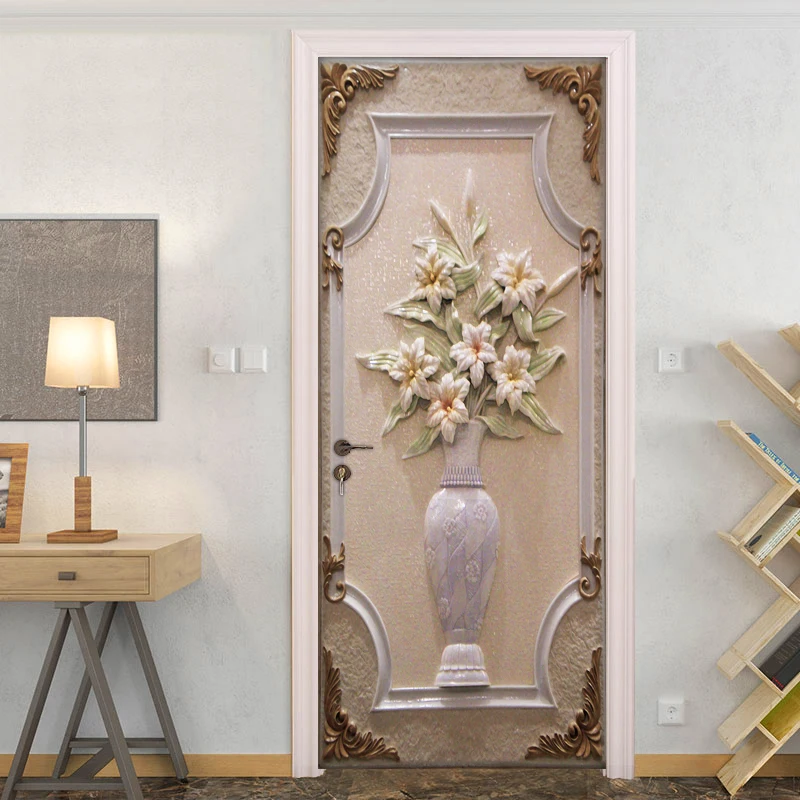 Дверная наклейка из ПВХ самоклеящаяся Настенная картина искусственная 3D