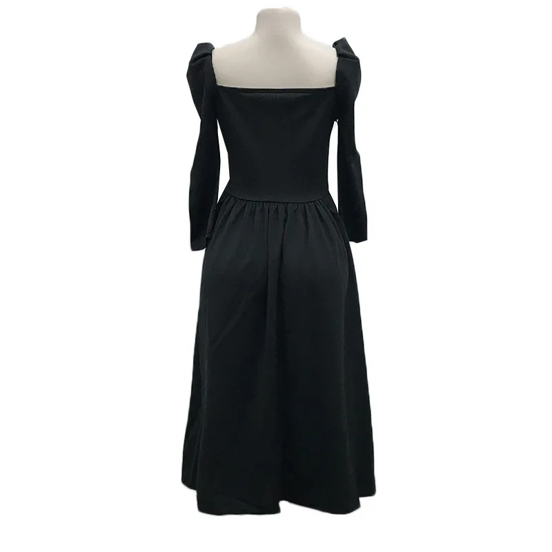2018 Spring Square Neck Long Sleeve Women's Dress 50s 60s Audrey Hepburn Style Retro Dresses Women Beautiful Princess Party | Женская