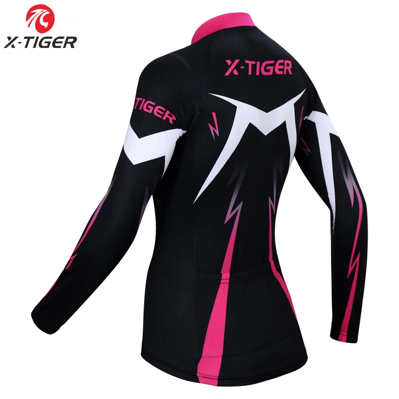 Женская велосипедная Джерси X-Tiger с длинным рукавом одежда для велоспорта