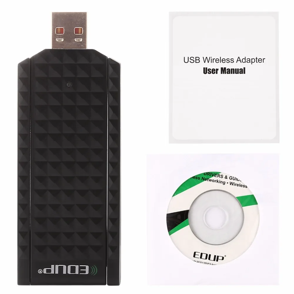 Двухдиапазонный беспроводной адаптер EDUP 600 Мбит/с 2 4 ГГц/5 ГГц 11AC USB 0 сетевая карта