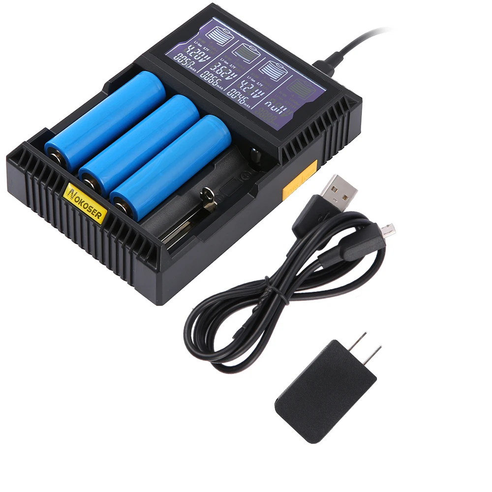 Новый nokoser d4u слот ЖК дисплей Smart Батарея Зарядное устройство для LiFePO4 NiCd NiMH AA/AAA Li Ion