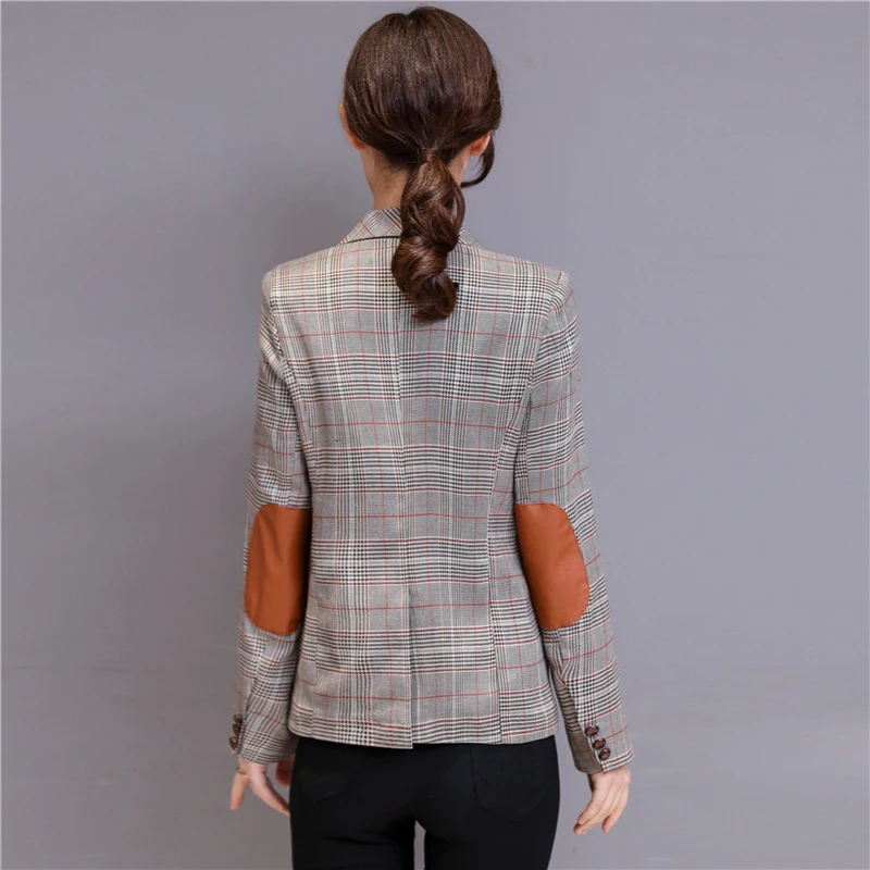 

Spring And Autumn Women Plaid Blazer Slim Office Lady Small Suit Female Tops Jacket Short Paragraph Orwindny