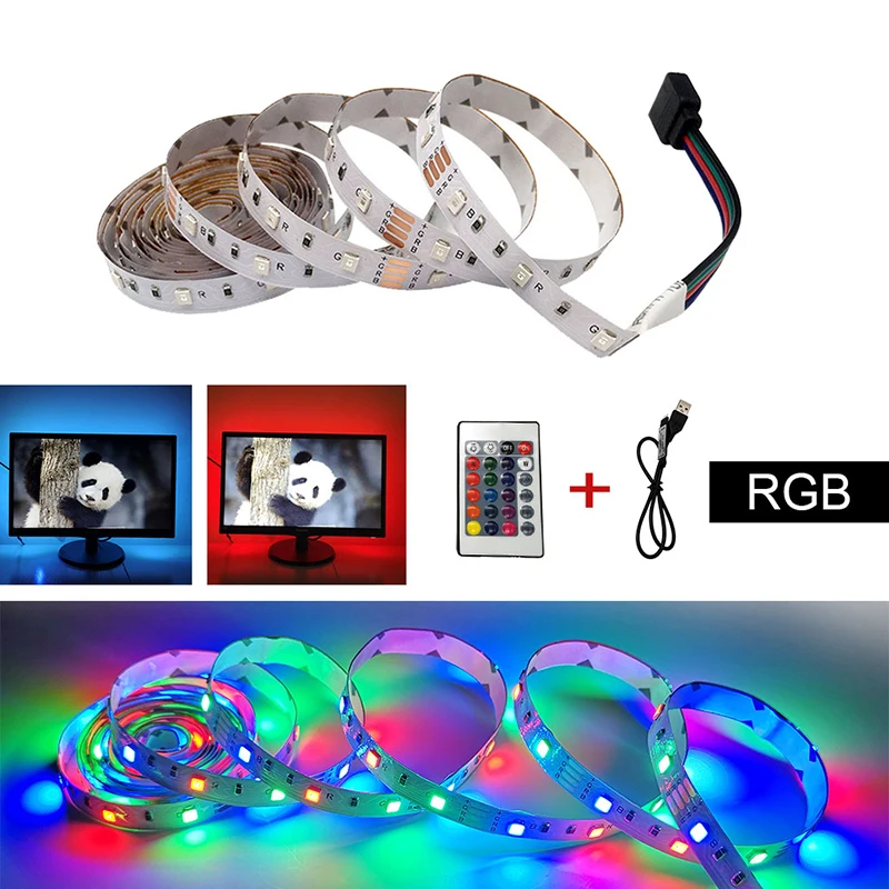 DC 5В USB светодиодный RGB полосы светильник ТВ фон ing SMD3528 гибкий Диодная лента 0 5 HDMI