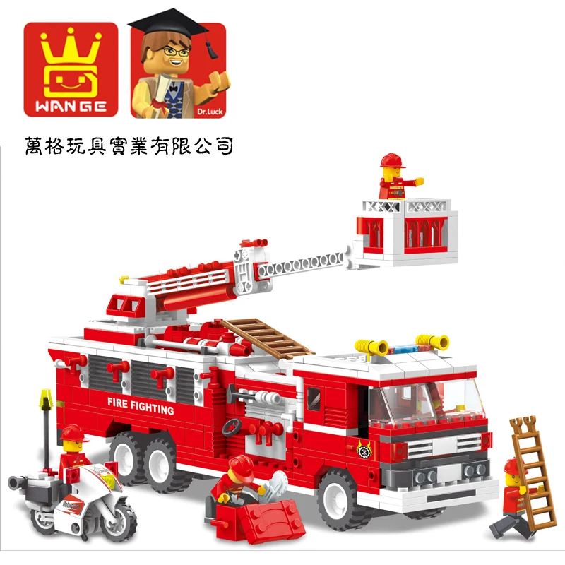 Wange Модель Строительство комплекты Совместимость с lego city пожарный автомобиль 927 3D