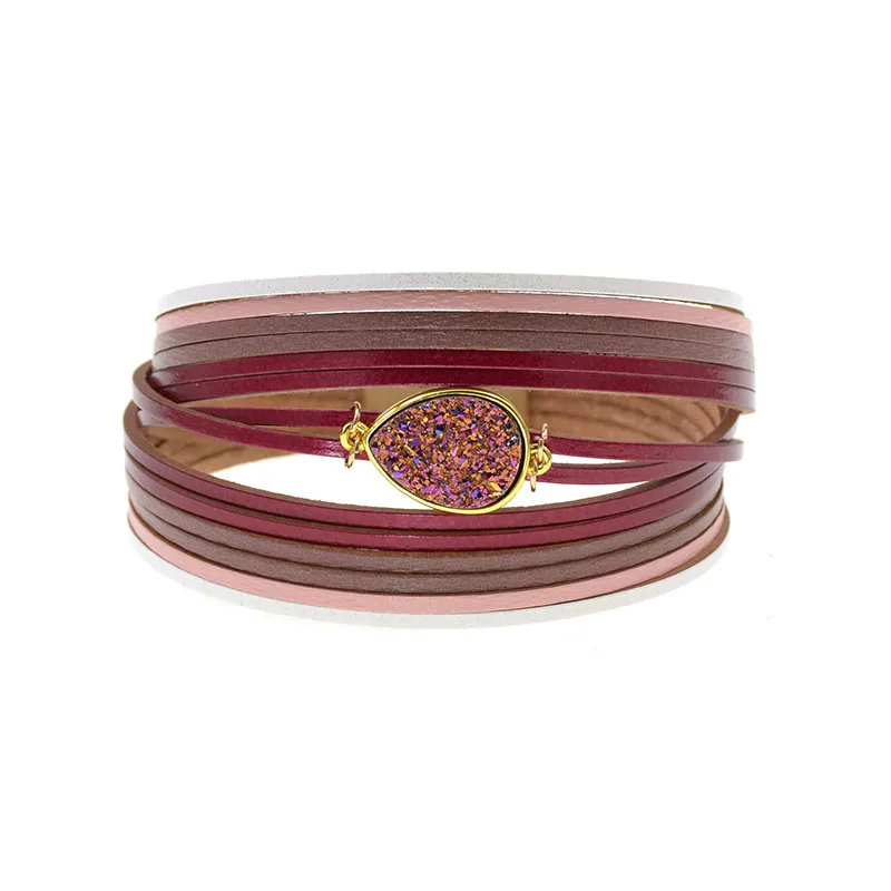 WELLMORE градиентный пандус Очаровательные кожаные браслеты для женщин и мужчин пар