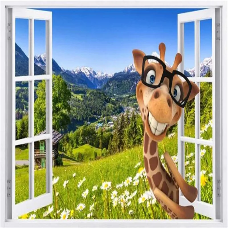 

Креативные обои 3D стереоскопический жираф фото настенные фрески природный пейзаж обои для гостиной домашний декор