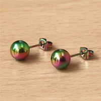 tq05 316 l stainless steel stud earrings 8mm colorful balls vacuum plating no easy fade anti allergy